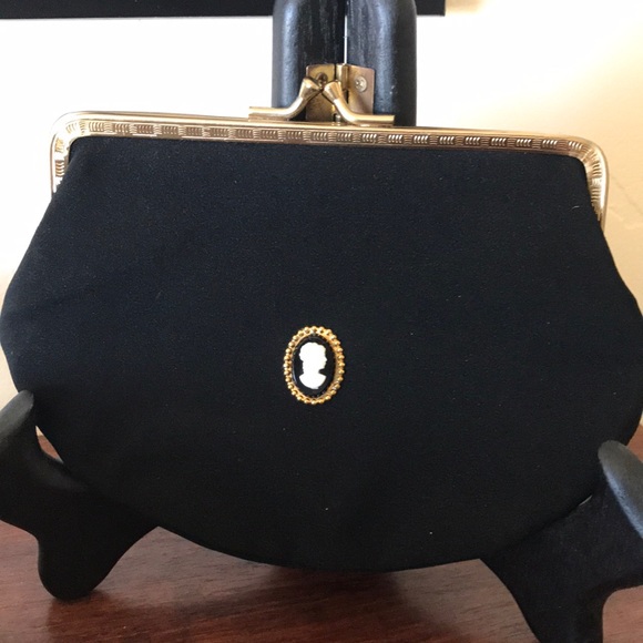 Handbags - NIB Vintage small black clutch with metal thumb clasp. Box,  bag in perfect cond